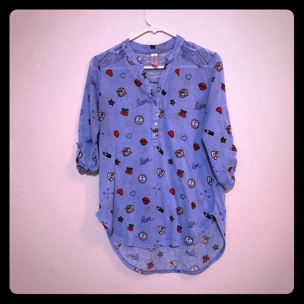 Cute blue top size Large